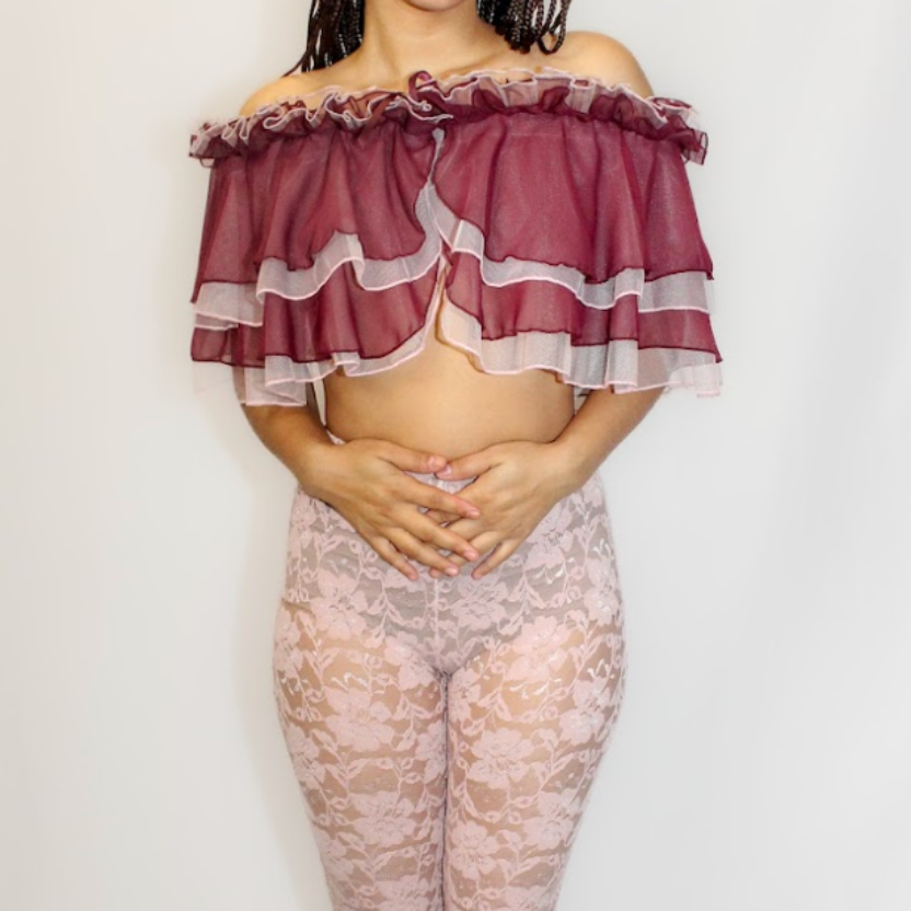 ballet core, wrap skirt, shall, ruffles, fairy-core, raspberry, bubblegum, fun and playful, 